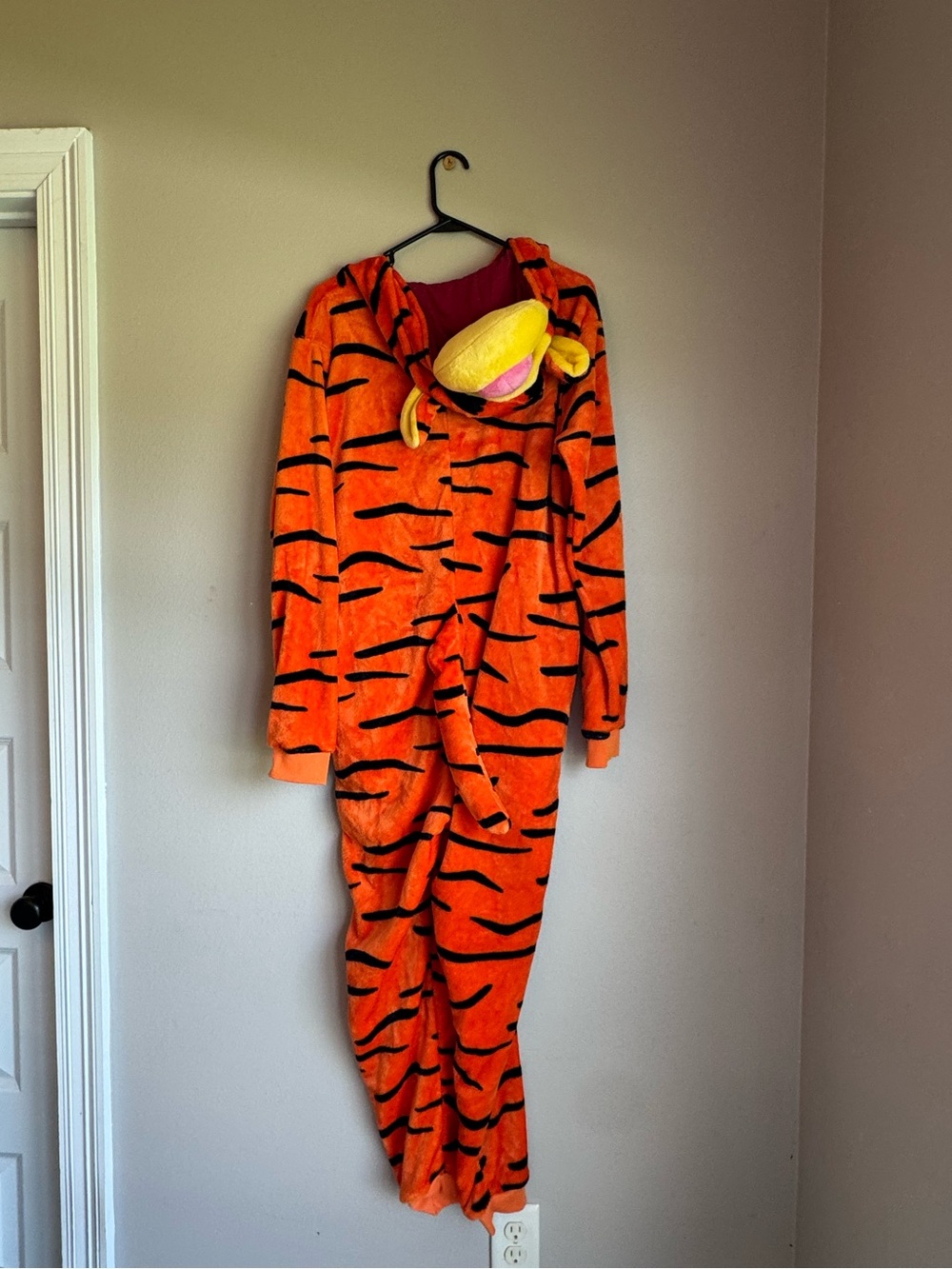 Adult Plush Orange Tigger Hooded Pajama Onesie/ costume